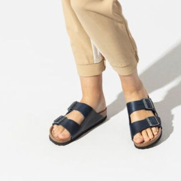 NEW Birkenstock Unisex Arizona Blue Leather Sandal 41 (10-10.5) R EU BI24 - Picture 2 of 8